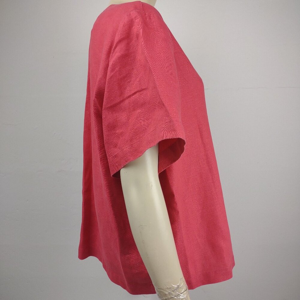 Orvis coral pink 100% Linen round neck button front blouse top ladies XL X-Large - Picture 4 of 7